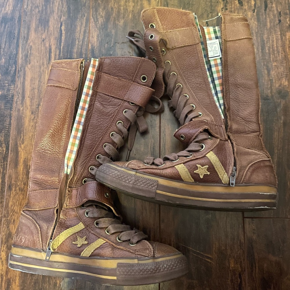 Knee High Brown Leather Converse